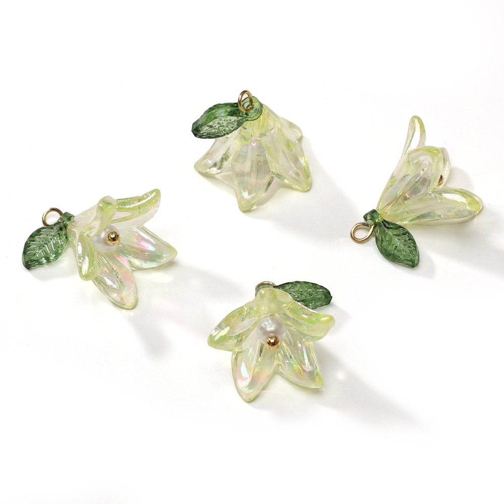 50 pcs/bag 16x17mm Acrylic Lily Pearl Pendant DIY Accessory