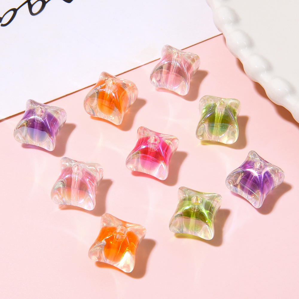 60 pcs/bag 14x14mm acrylic colorful sandwich star bead DIY accessories