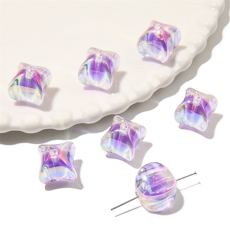 60 pcs/bag 14x14mm acrylic colorful sandwich star bead DIY accessories
