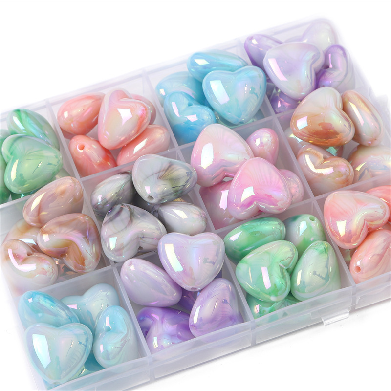 60 pcs/bag 18x19mm UV-dyed two-color acrylic heart DIY accessories
