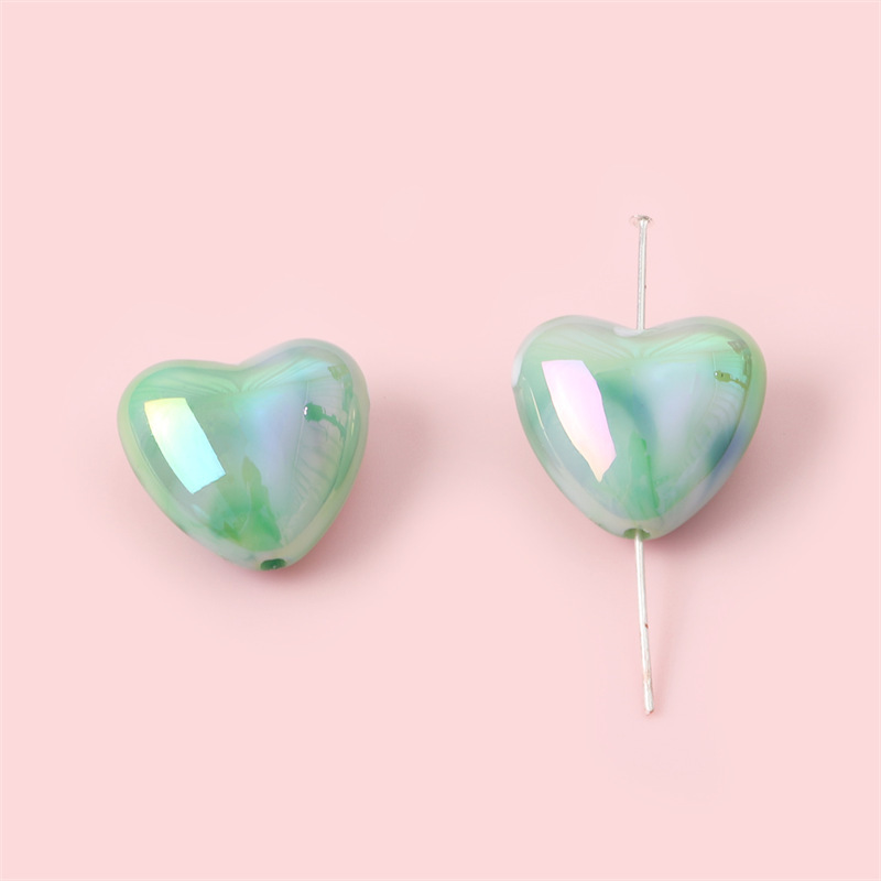 60 pcs/bag 18x19mm UV-dyed two-color acrylic heart DIY accessories