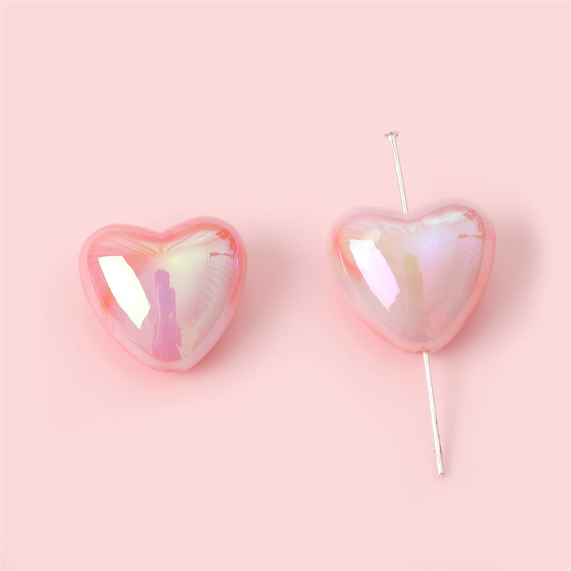 60 pcs/bag 18x19mm UV-dyed two-color acrylic heart DIY accessories