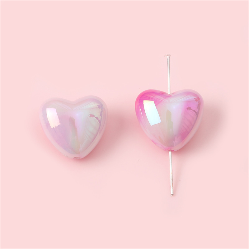 60 pcs/bag 18x19mm UV-dyed two-color acrylic heart DIY accessories