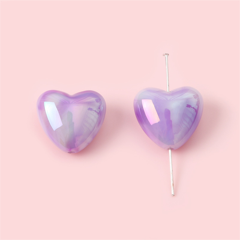 60 pcs/bag 18x19mm UV-dyed two-color acrylic heart DIY accessories