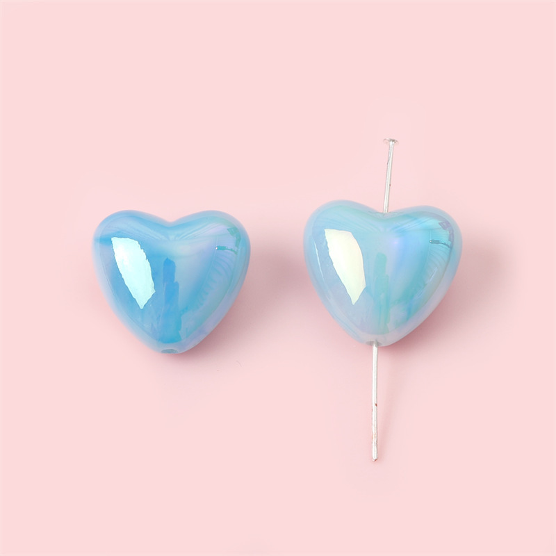 60 pcs/bag 18x19mm UV-dyed two-color acrylic heart DIY accessories