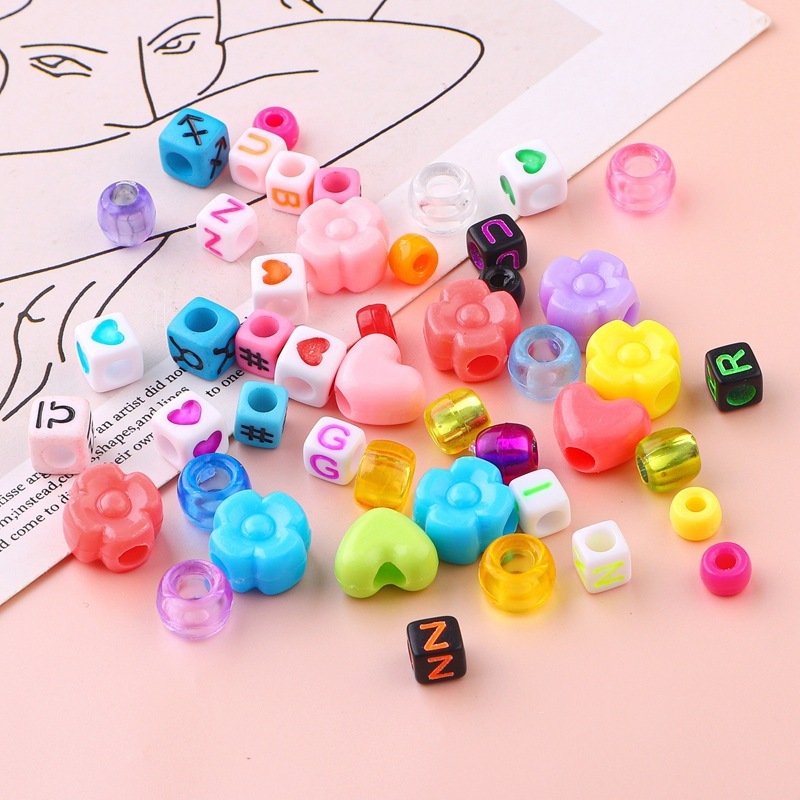 Large package of acrylic letter beads, love small flower beads DIY accessories