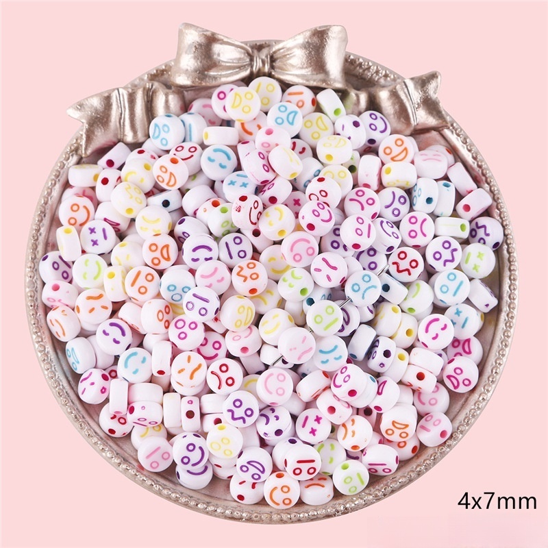 2000 pcs/bag 4*7mm Acrylic Smiley Face Flat Beads DIY Accessories