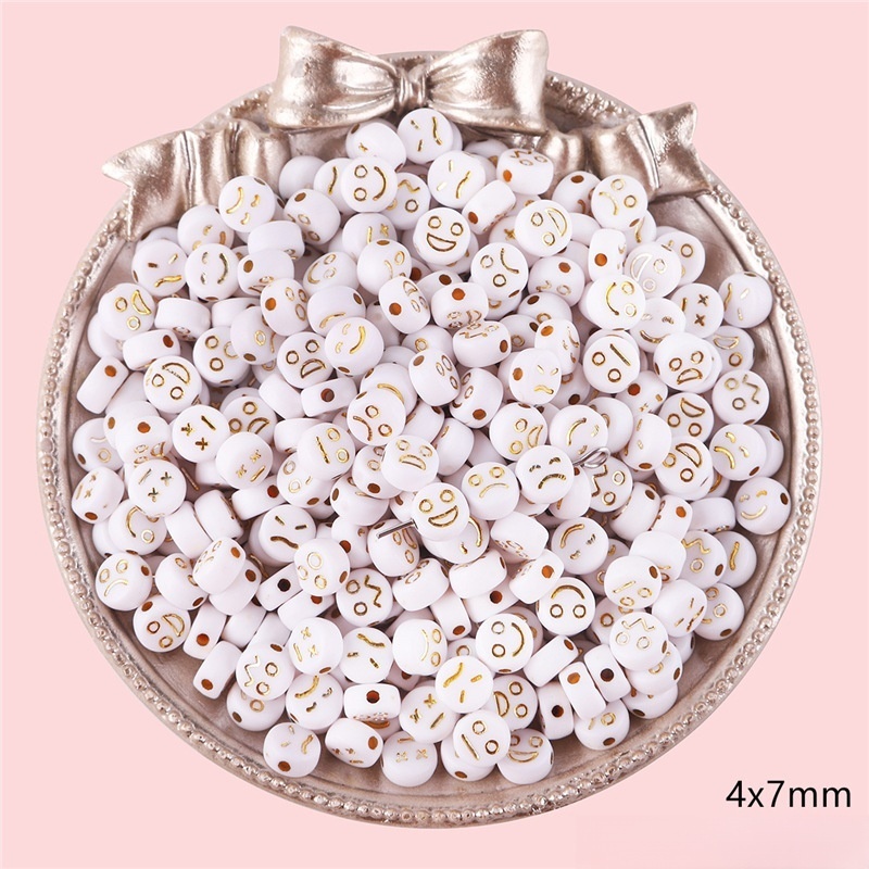 2000 pcs/bag 4*7mm Acrylic Smiley Face Flat Beads DIY Accessories