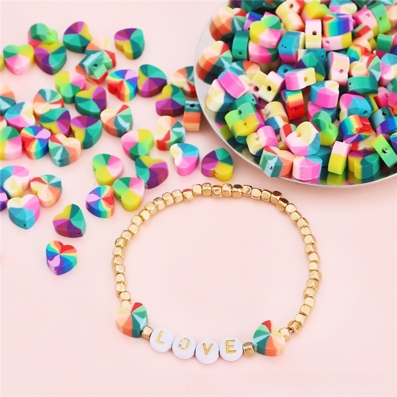 300 pcs/bag 10x9mm Polymer Clay Heart-Shaped Beads DIY Accessories