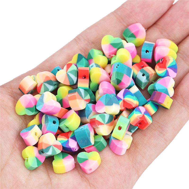 300 pcs/bag 10x9mm Polymer Clay Heart-Shaped Beads DIY Accessories