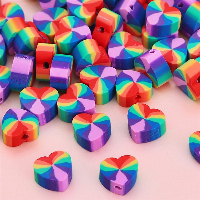300 pcs/bag 10x9mm Polymer Clay Heart-Shaped Beads DIY Accessories