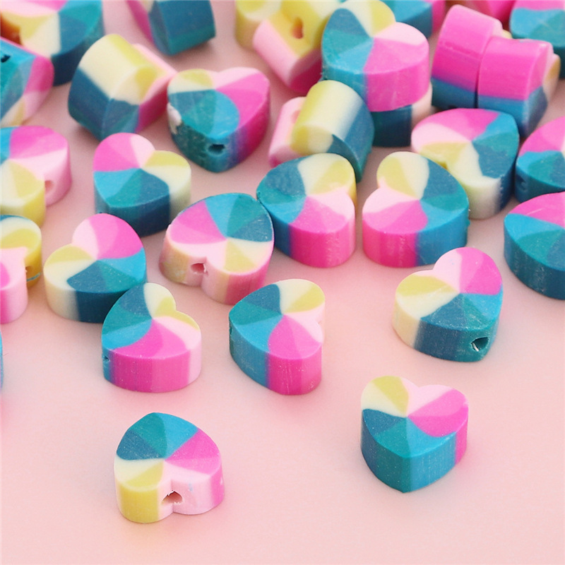 300 pcs/bag 10x9mm Polymer Clay Heart-Shaped Beads DIY Accessories