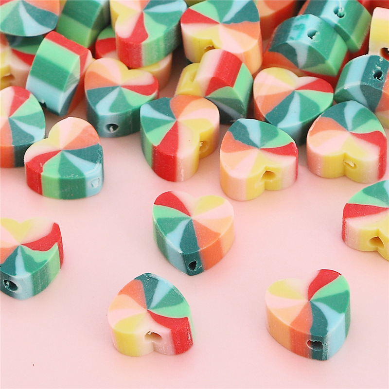 300 pcs/bag 10x9mm Polymer Clay Heart-Shaped Beads DIY Accessories