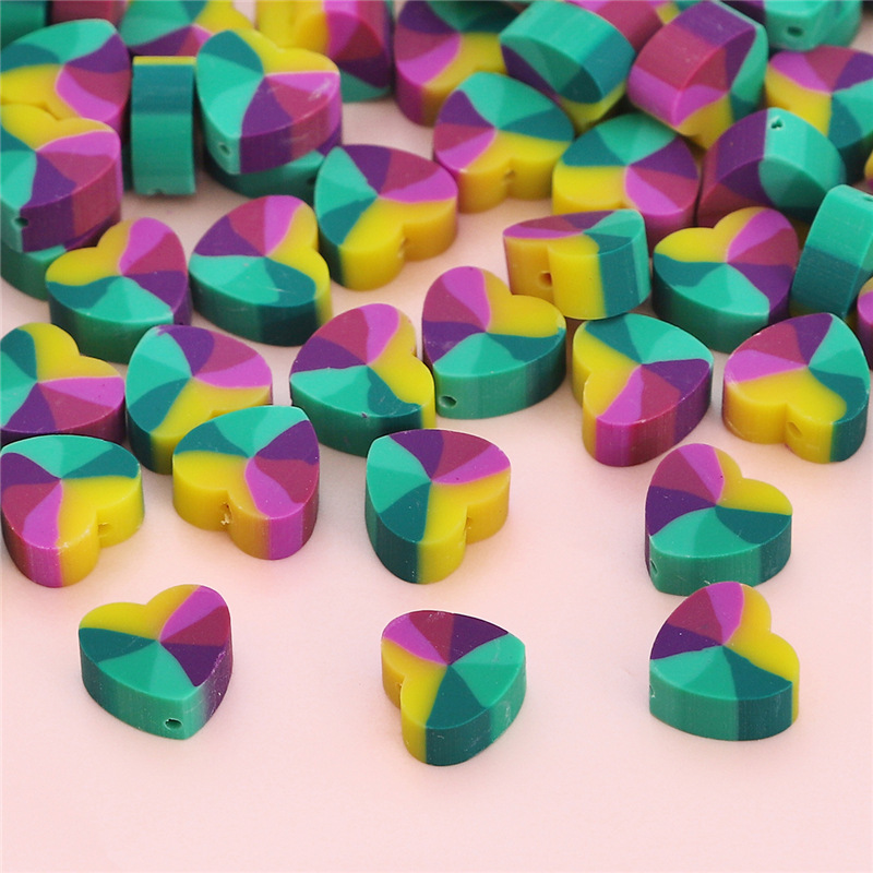 300 pcs/bag 10x9mm Polymer Clay Heart-Shaped Beads DIY Accessories
