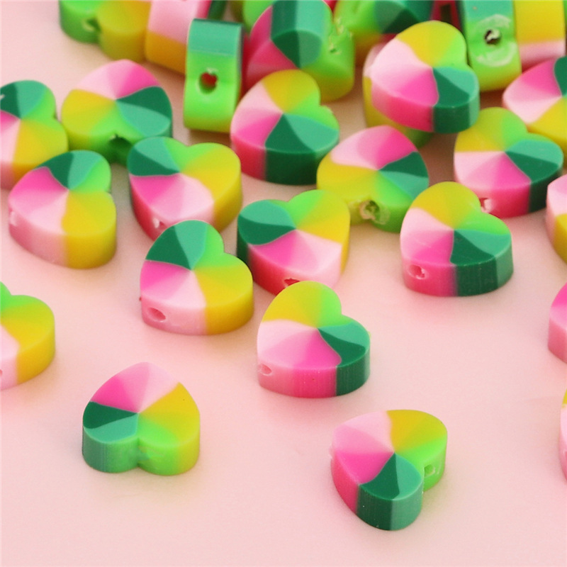 300 pcs/bag 10x9mm Polymer Clay Heart-Shaped Beads DIY Accessories