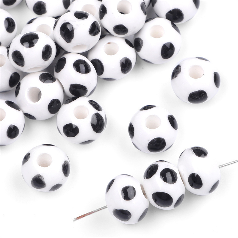 20 pcs/bag 12×9mm Colorful Ceramic Polka Dot Flat Beads DIY Accessories
