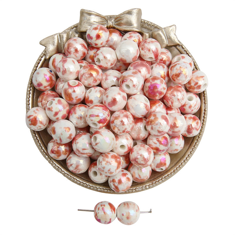 100 pcs/bag 12mm Ceramic Ink-Splashing Round Beads DIY Accessories