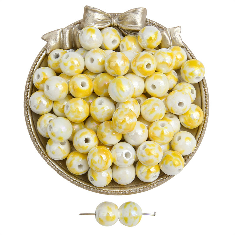 100 pcs/bag 12mm Ceramic Ink-Splashing Round Beads DIY Accessories