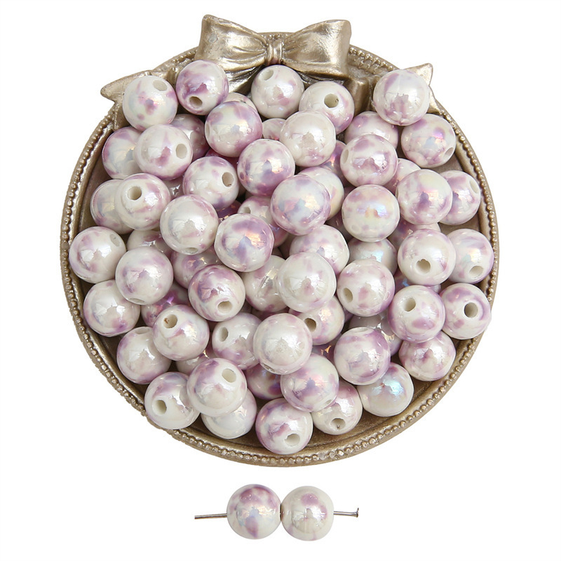 100 pcs/bag 12mm Ceramic Ink-Splashing Round Beads DIY Accessories