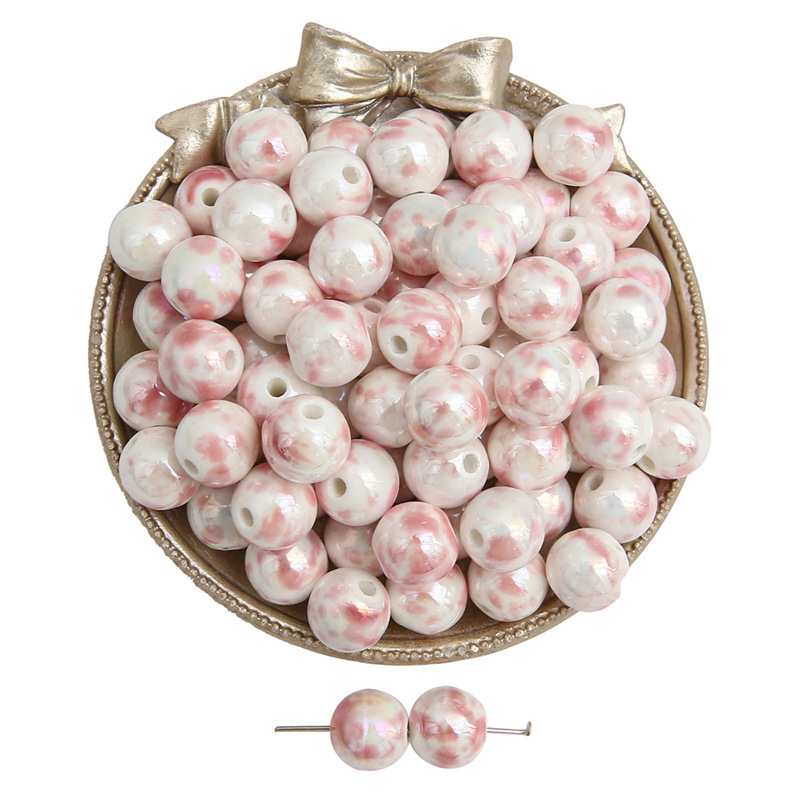 100 pcs/bag 12mm Ceramic Ink-Splashing Round Beads DIY Accessories