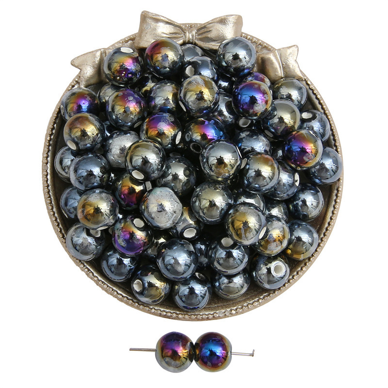 100 pcs/bag 12mm Ceramic Ink-Splashing Round Beads DIY Accessories