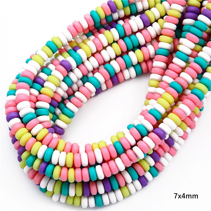10 strings/bag of 7*4mm colorful soft ceramic wheel beads for DIY accessories