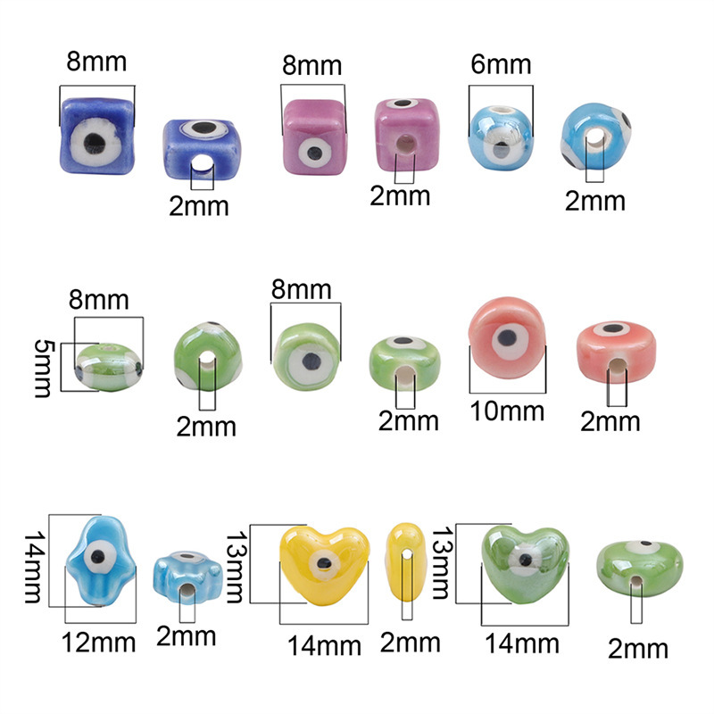 50 pcs/bag Ceramic Double-Sided Printed Beads DIY Accessories