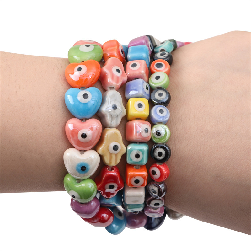50 pcs/bag Ceramic Double-Sided Printed Beads DIY Accessories