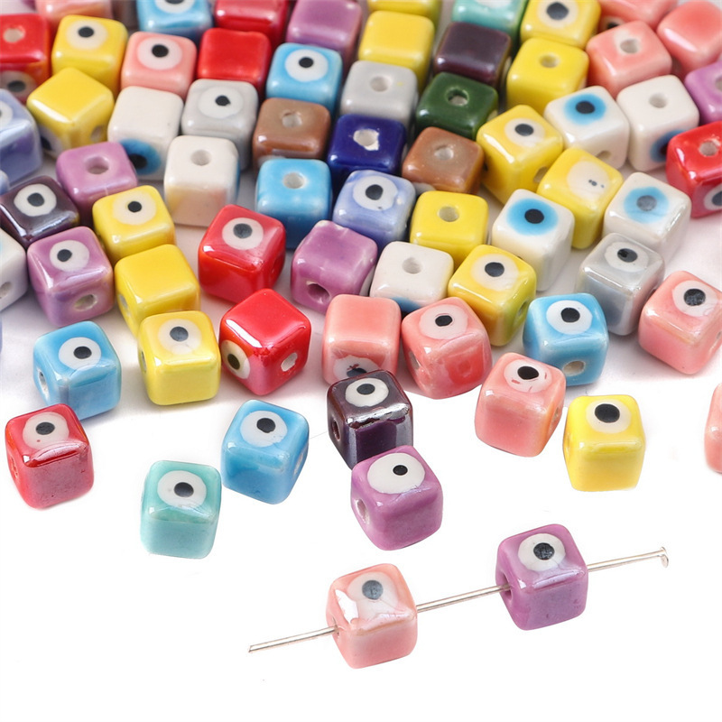 50 pcs/bag Ceramic Double-Sided Printed Beads DIY Accessories