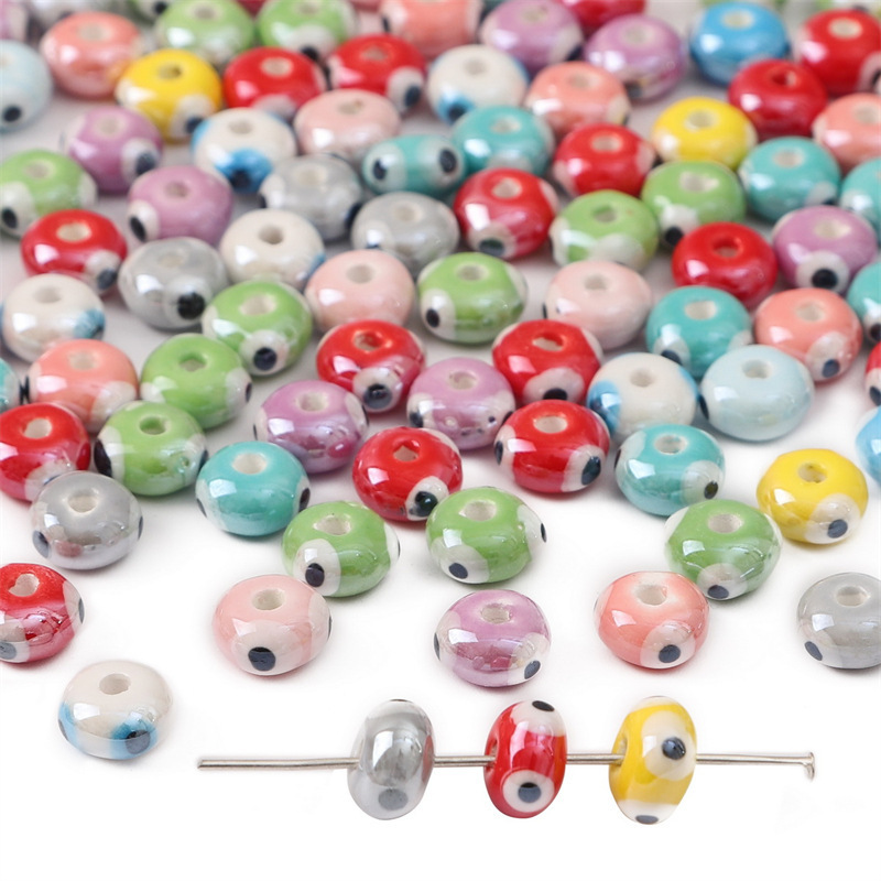 50 pcs/bag Ceramic Double-Sided Printed Beads DIY Accessories