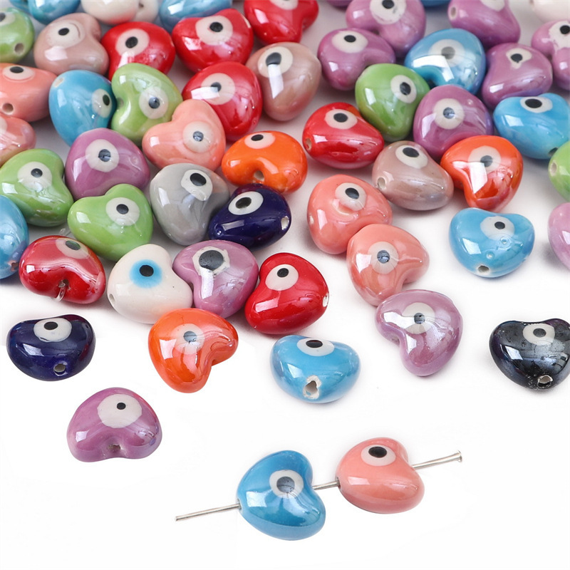 50 pcs/bag Ceramic Double-Sided Printed Beads DIY Accessories