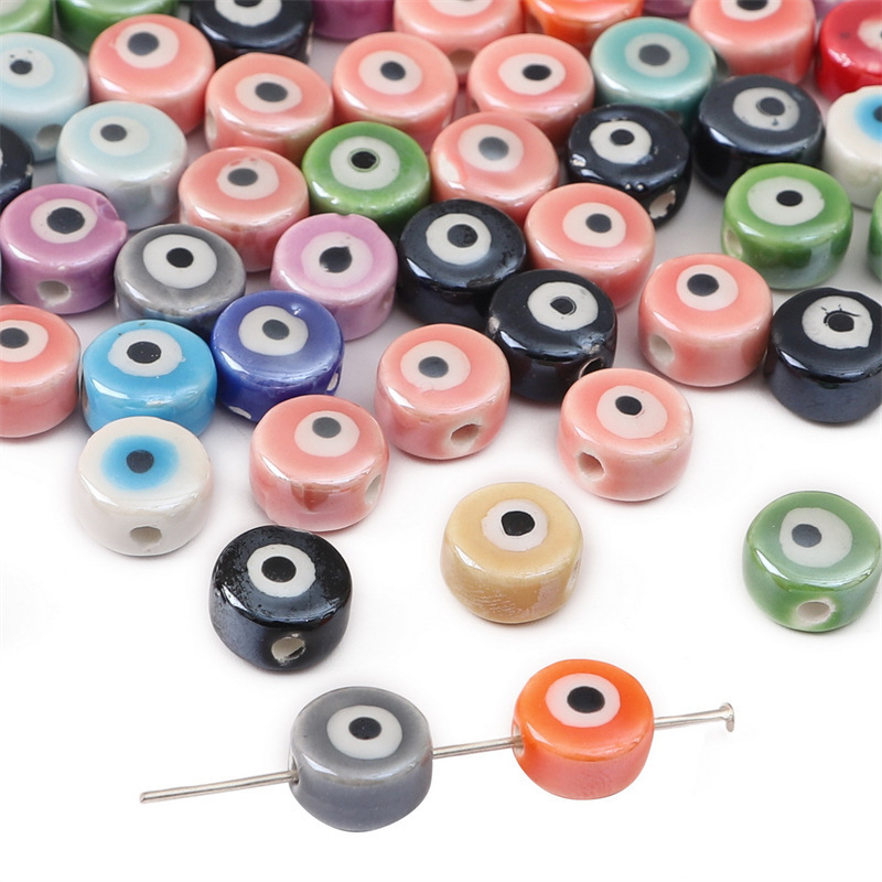 50 pcs/bag Ceramic Double-Sided Printed Beads DIY Accessories