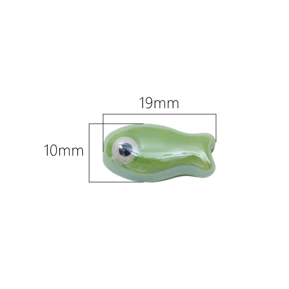 30 pcs/bag 10x19mm double-sided ceramic painted fish beads DIY accessories