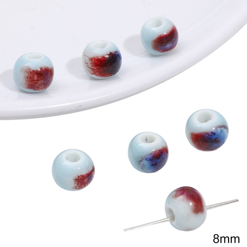 40 pcs/bag Blue Ceramic Multi-Shape Beads DIY Accessories
