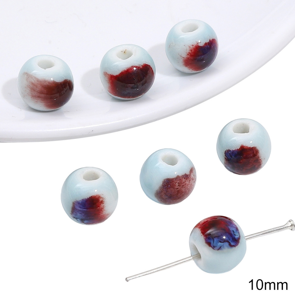 40 pcs/bag Blue Ceramic Multi-Shape Beads DIY Accessories