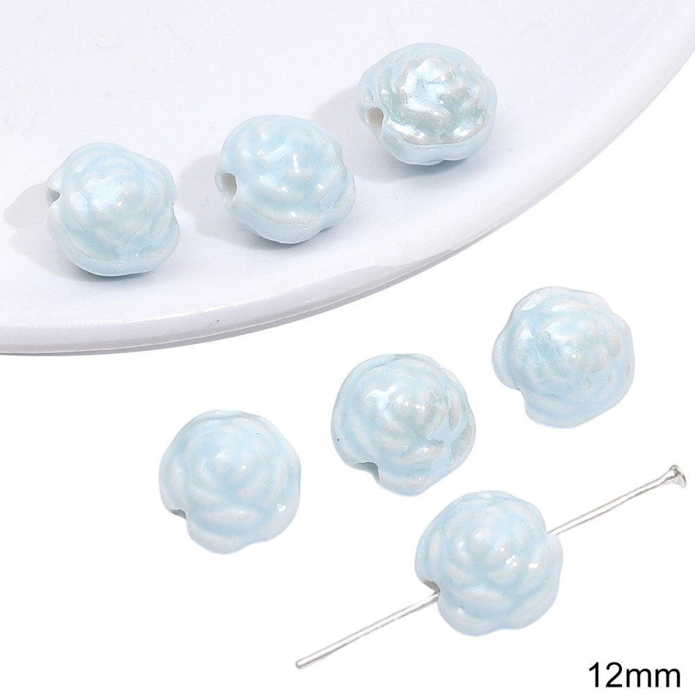 40 pcs/bag Blue Ceramic Multi-Shape Beads DIY Accessories
