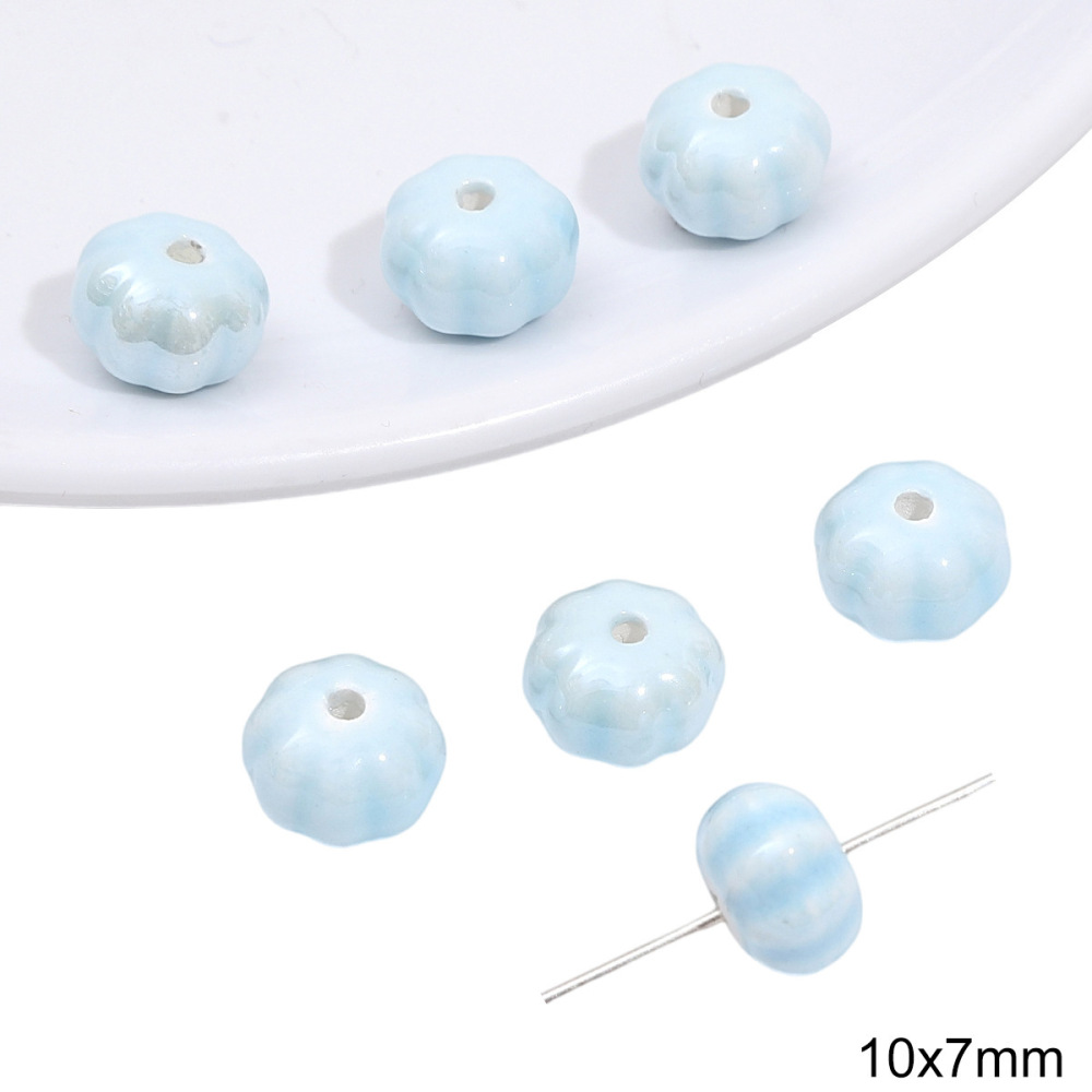 40 pcs/bag Blue Ceramic Multi-Shape Beads DIY Accessories
