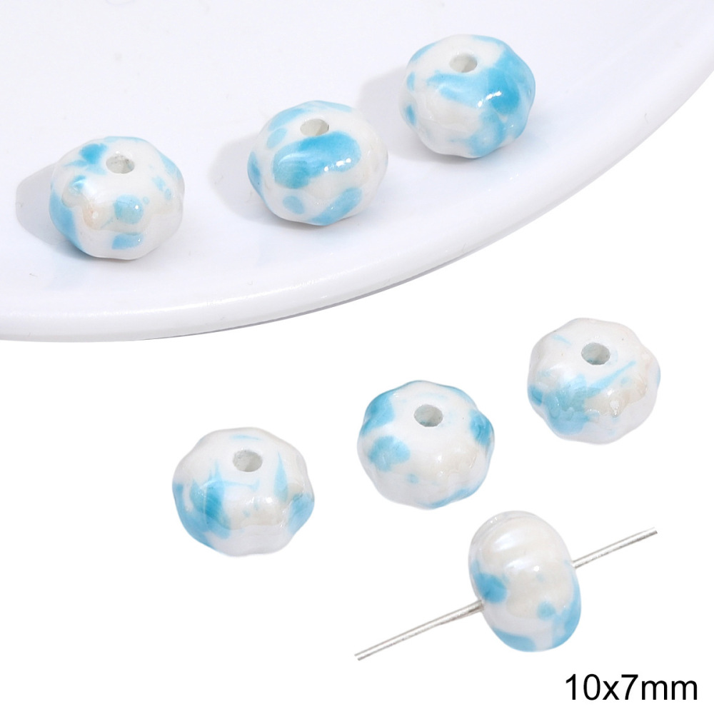 40 pcs/bag Blue Ceramic Multi-Shape Beads DIY Accessories