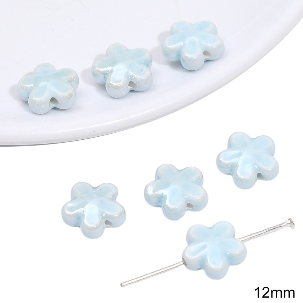 40 pcs/bag Blue Ceramic Multi-Shape Beads DIY Accessories