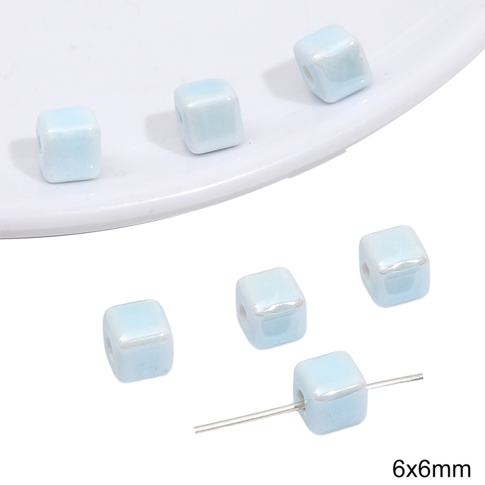 40 pcs/bag Blue Ceramic Multi-Shape Beads DIY Accessories