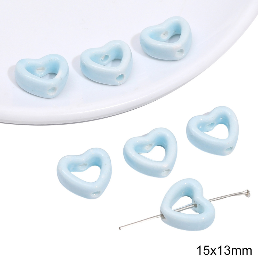 40 pcs/bag Blue Ceramic Multi-Shape Beads DIY Accessories