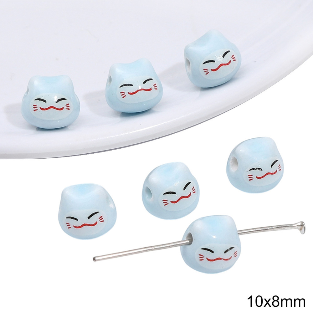 40 pcs/bag Blue Ceramic Multi-Shape Beads DIY Accessories
