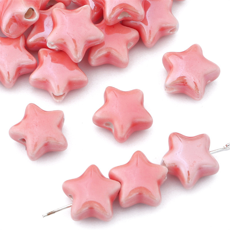 50 pcs/bag Cream Colored Ceramic Star Beads DIY Accessories