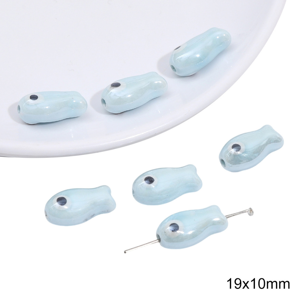 40 pcs/bag Blue Ceramic Multi-Shape Beads DIY Accessories