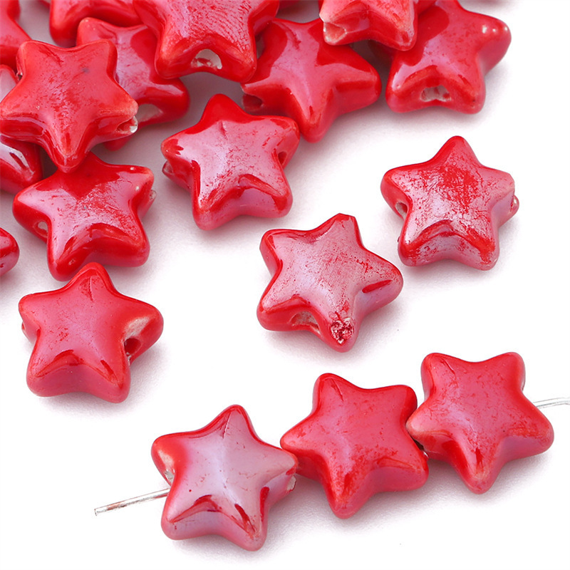 50 pcs/bag Cream Colored Ceramic Star Beads DIY Accessories