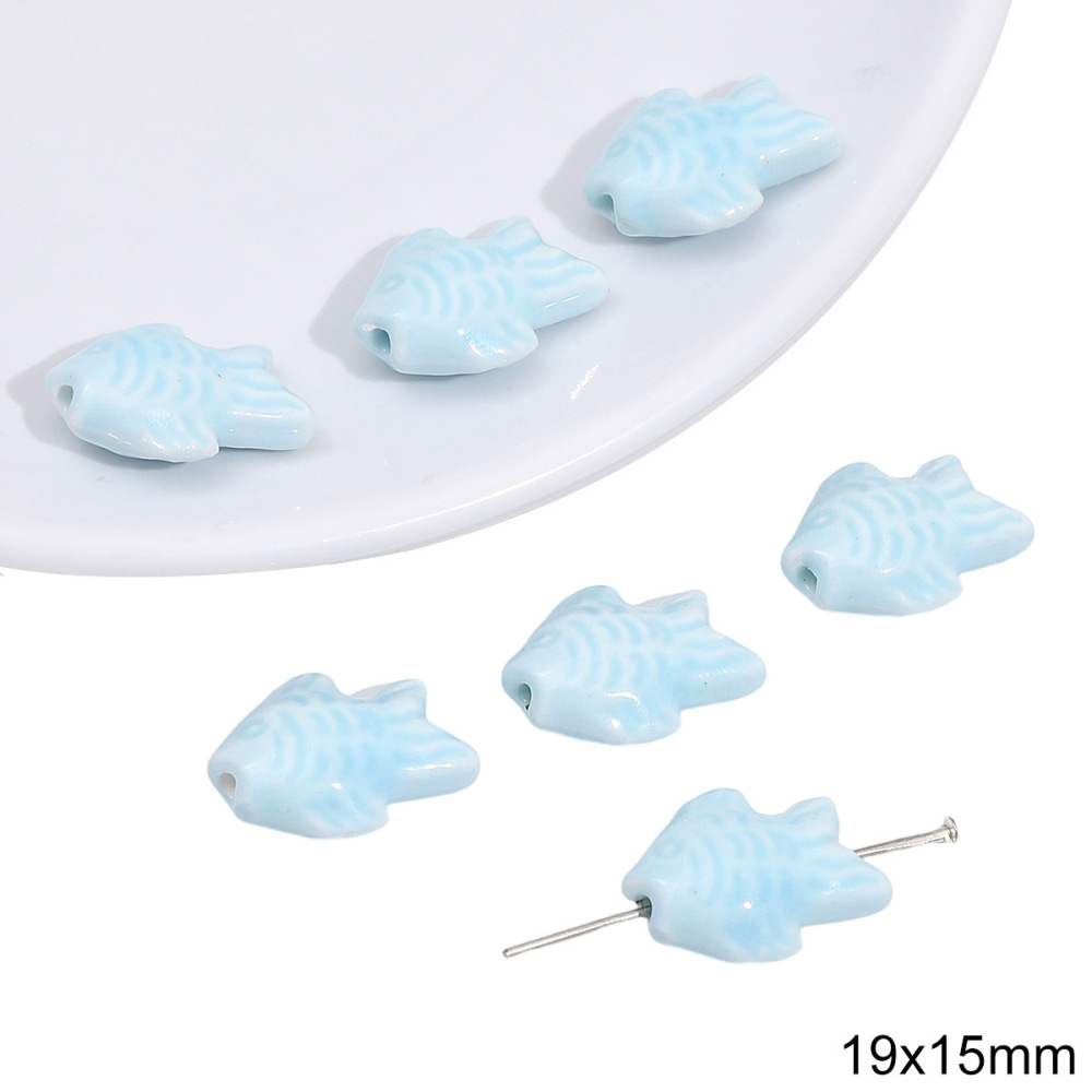 40 pcs/bag Blue Ceramic Multi-Shape Beads DIY Accessories