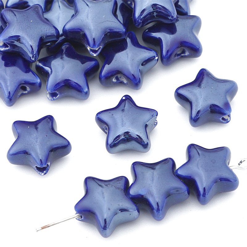 50 pcs/bag Cream Colored Ceramic Star Beads DIY Accessories