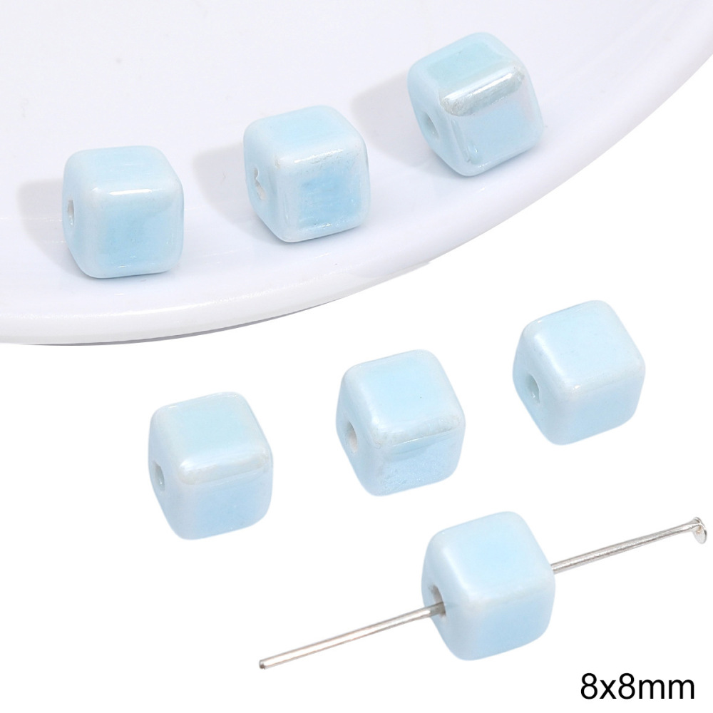 40 pcs/bag Blue Ceramic Multi-Shape Beads DIY Accessories