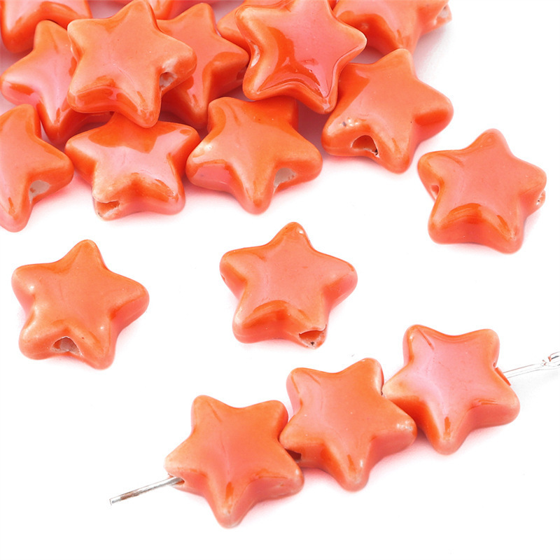 50 pcs/bag Cream Colored Ceramic Star Beads DIY Accessories