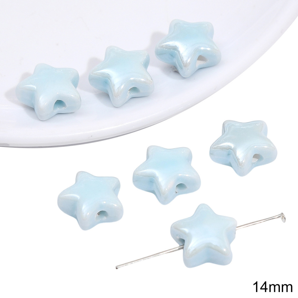 40 pcs/bag Blue Ceramic Multi-Shape Beads DIY Accessories